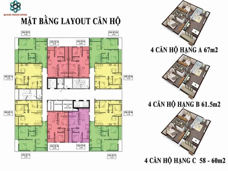 mặt bằng tầng 2-12 chung cư quảng thắng thanh hoá